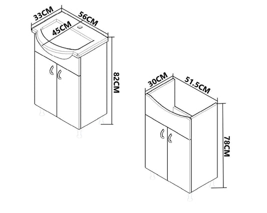 Set Mobilier Baie eco cu lavoar și Oglindă, Seria 005, 55cm, Alb
