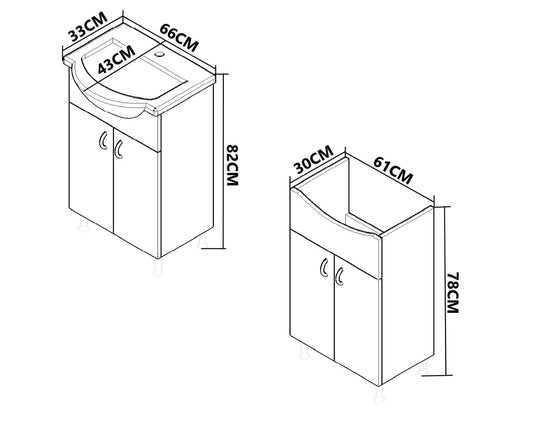 Mobilier Baie eco și lavoar, Seria 001, Montat, 65cm, Alb