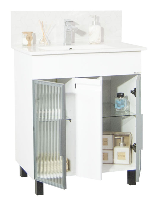 Mobilier Baie MDF și lavoar, Seria 058, 70cm, Alb