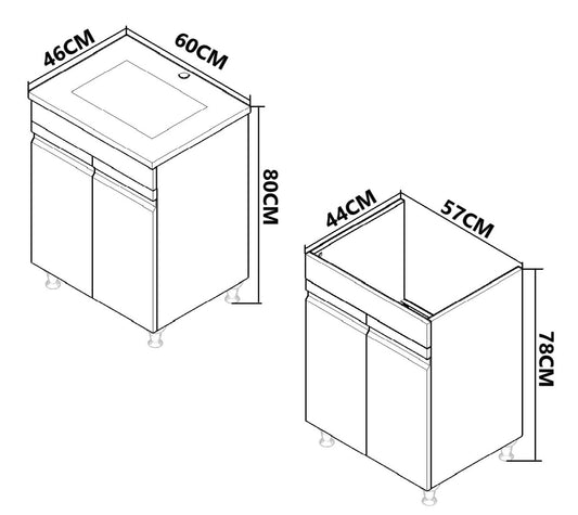 Mobilier Baie MDF și lavoar, Seria 086, 60cm, Alb