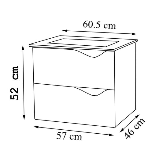 Mobilier Baie și lavoar, Seria 097, Suspendat, Sertare, 60cm, Alb