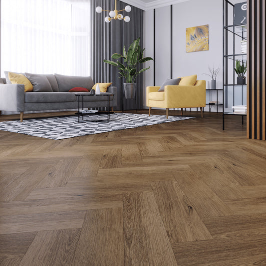 Pardoseala SPC Arbiton Amaron Herringbone CA 147 stejar Georgetown