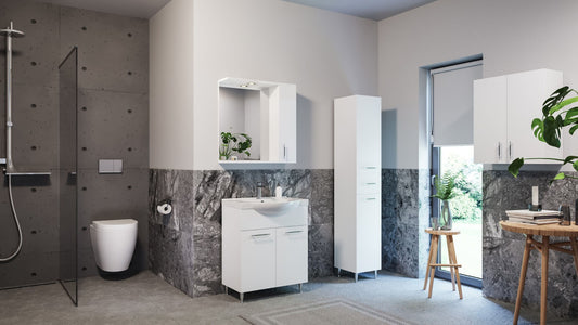 Mobilier Baie MDF și lavoar, Seria 153, 75cm, Alb