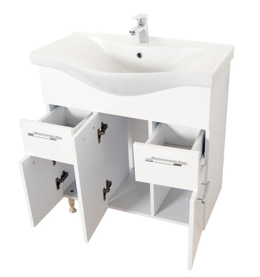 Mobilier Baie MDF și lavoar, Seria 153, Sertare, 75cm, Alb