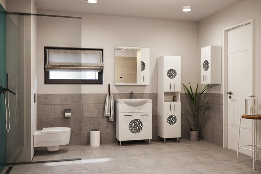 Mobilier Baie MDF și lavoar, Seria 178, 65cm, Alb