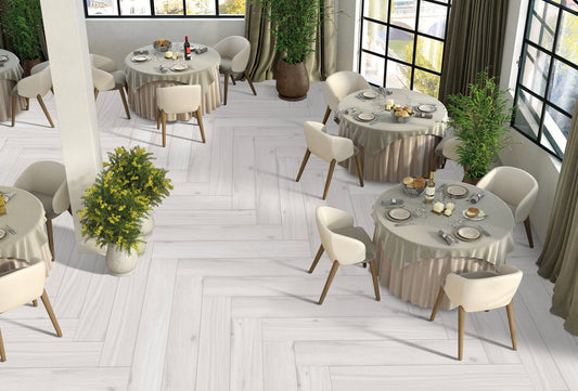 Gresie portelanata stil parchet Brick Wood White 20x120 cm