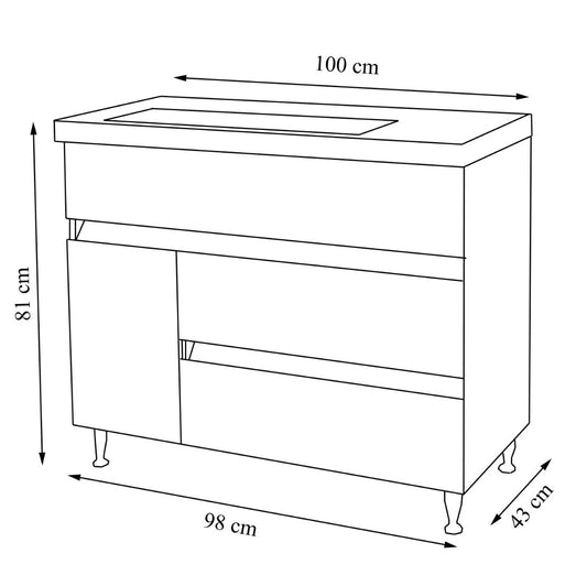 Mobilier Baie MDF și lavoar, Seria 288, 100cm, Alb