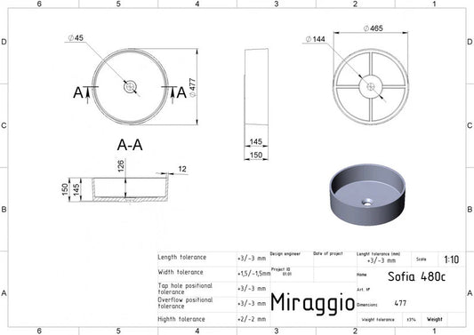 Lavoar SOFIA RAL 9005 Lucios