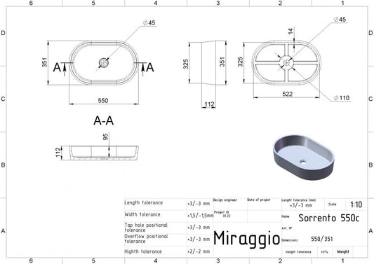 Lavoar SORRENTO RAL 1019 Mat