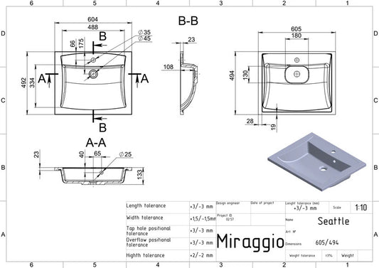 Lavoar pe blat Seattle, Miraggio alb mat