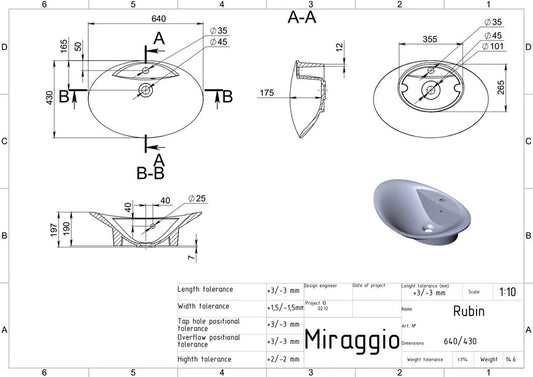 Lavoar pe blat Rubin, Miraggio alb lucios