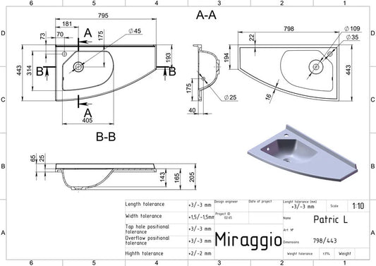 Lavoar pe blat Patric L, Miraggio alb lucios