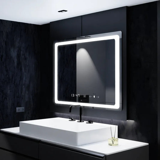 Oglinda LED Senzor Vectro, cu functie Dezaburire si Ceas 80x60 cm, colectia Marcello Funghi