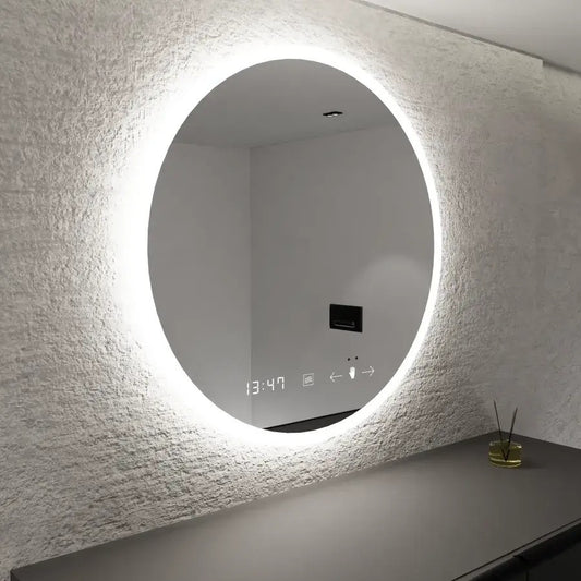 Oglinda LED Senzor Stephanne cu Sistem Dezaburire si Ceas 60x60cm, colectia Marcello Funghi