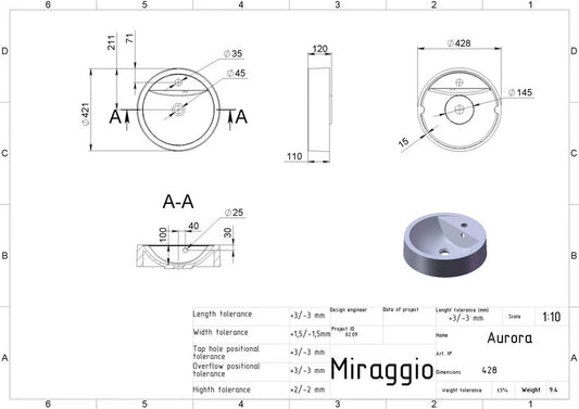Lavoar pe blat Aurora, Miraggio alb lucios