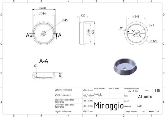 Lavoar Atlanta pentru blat alb mat