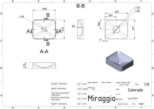Lavoar Colorado pentru blat alb lucios