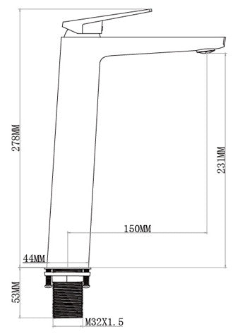 Baterie inalta lavoar Lago negru mat