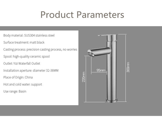 Baterie de lavoar inalta monocomanda negru mat MP802 BMT
