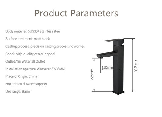 Baterie de lavoar inalta monocomanda negru mat MP3023B BMT