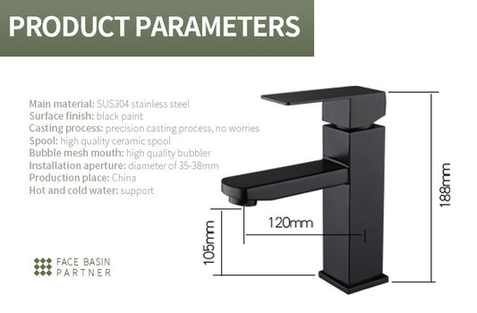 Baterie de lavoar monocomanda negru mat MP009B