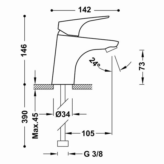 Baterie de lavoar Canigo TRES monocomanda