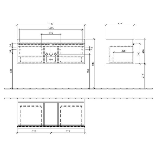 Mobilier Villeroy & Boch, Venticello, 115 cm , alb lucios