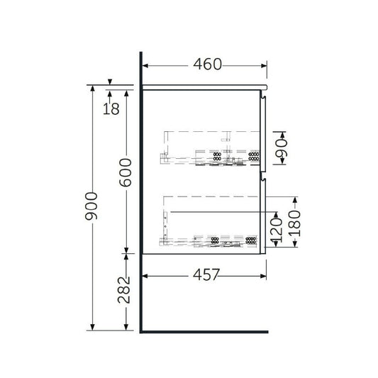 Mobilier suspendat, Rak, Joy, pentru lavoar incastrabil, 100 cm, ulm