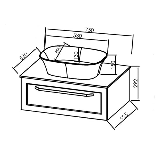 Masca cu blat pentru lavoar, Kolpasan, Blanche, 75 cm, alb