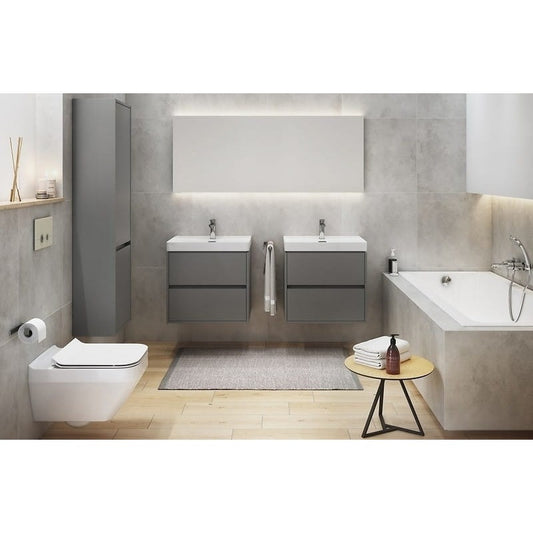 Mobilier suspendat Cersanit, Crea, cu doua sertare, 50 cm, gri