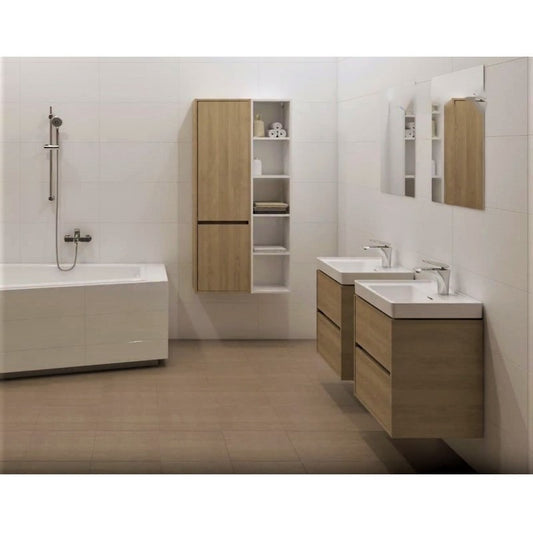 Mobilier suspendat Cersanit, Crea, cu doua sertare, 60 cm, stejar