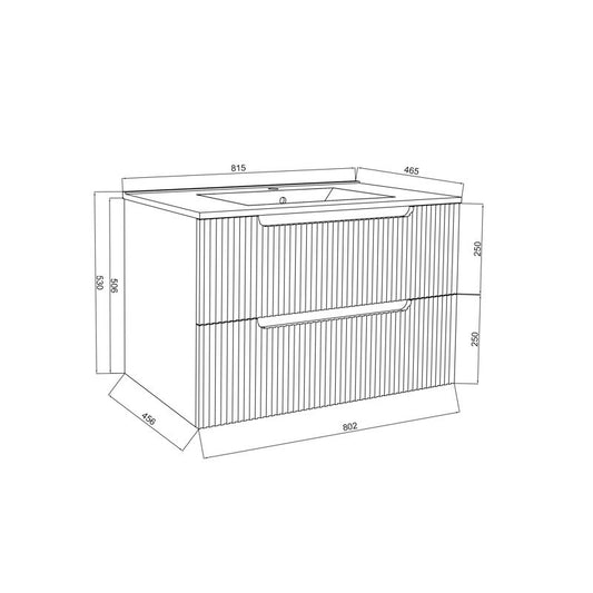 Set mobilier riflat cu lavoar Fluminia, Malta 80, cu sertare soft close, alb