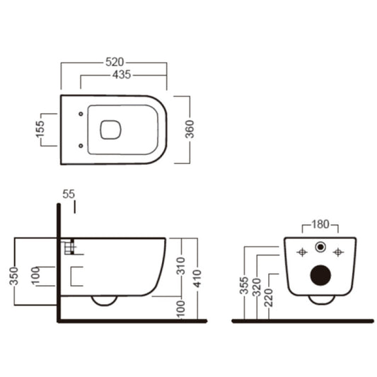 Vas WC suspendat, Hatria, Bianca, rimless, alb
