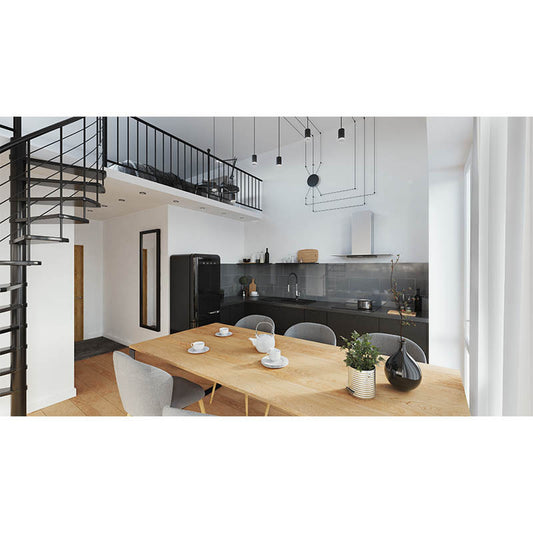 Baterie de bucatarie, Ferro, Libretto, cu pipa extractibila, negru - crom