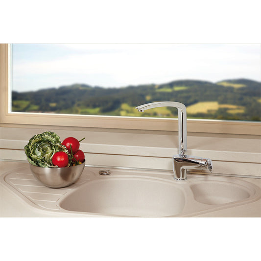 Baterie de bucatarie, Ferro, Metalia 57, pipa rabatabila, crom