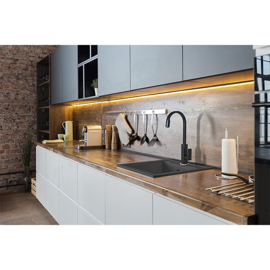 Baterie de bucatarie, Ferro, Zicco, negru mat