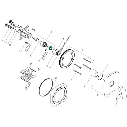 Baterie dus parte vizibila, Hansgrohe, Logis, Crom