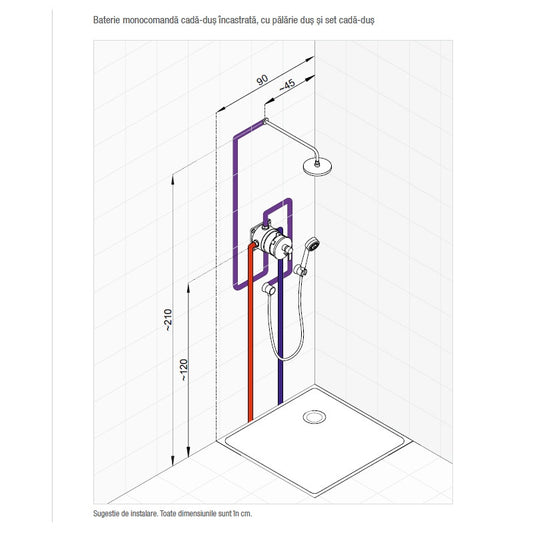 Baterie incastrata cada - dus Kludi, Pure & Easy, crom