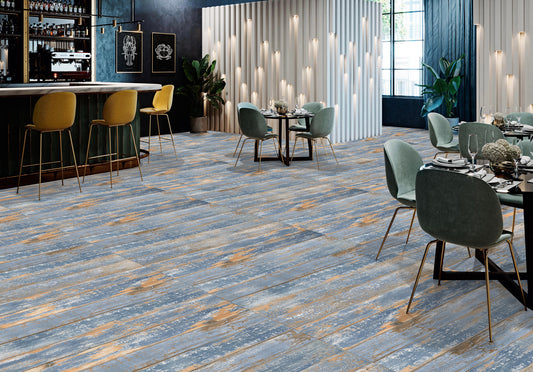 Gresie portelanata Worn Wood Azul 60x120cm