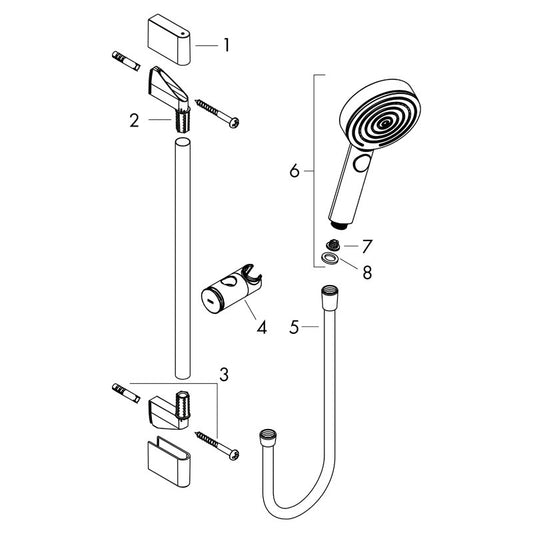 Set de dus Hansgrohe, Pulsify Select 105, 3 jeturi Relaxation si bara de dus, negru mat