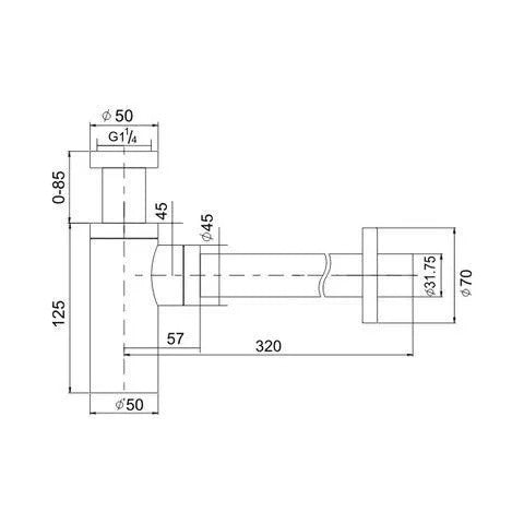 Sifon de scurgere pentru lavoar, rotund – negru