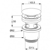 Ventil click-clack, Kludi, cu preaplin, capac mare, crom