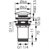Ventil click - clack, Ferro, Rotondo, auriu lucios