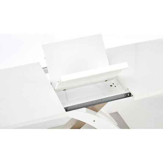 Masa extensibila SANDOR 2, alb/crom, sticla securizata/otel, 160/220x90x75 cm