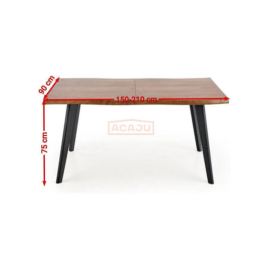 Masa extensibila DICKSON, stejar natural/negru, 150/210x90x75 cm