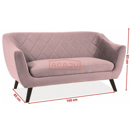 Canapea MOLLY, roz antic - Bluvel 52, stofa catifelata/lemn, 160x85x83