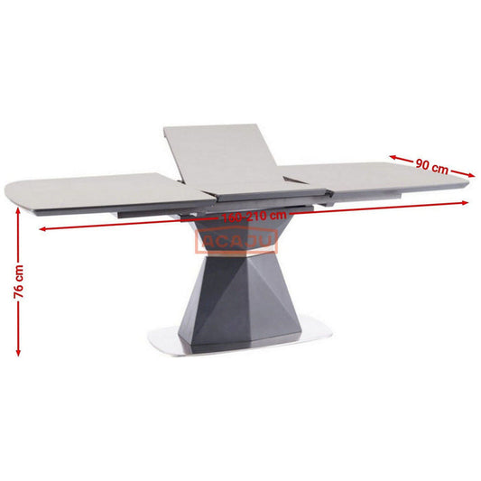 Masa CORTEZ, gri cu efect de marmura/gri antracit, 160/210x90x76 cm