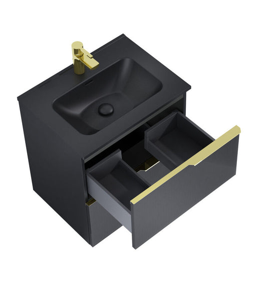 Dulap de baie cu 2 sertare – negru mat – MONTEREY GLASS