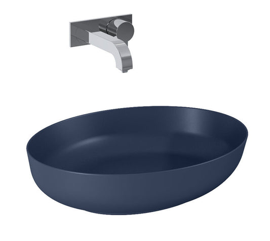 Lavoar oval din marmura, 52×40, cu montaj pe blat, navy blue mat – RIKA