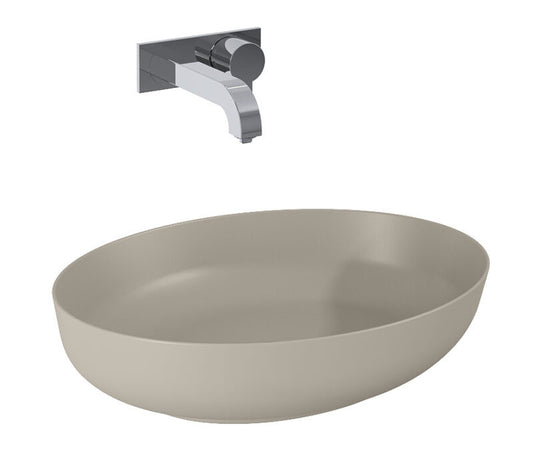 Lavoar oval din marmura, 52×40, cu montaj pe blat, bej mat – RIKA